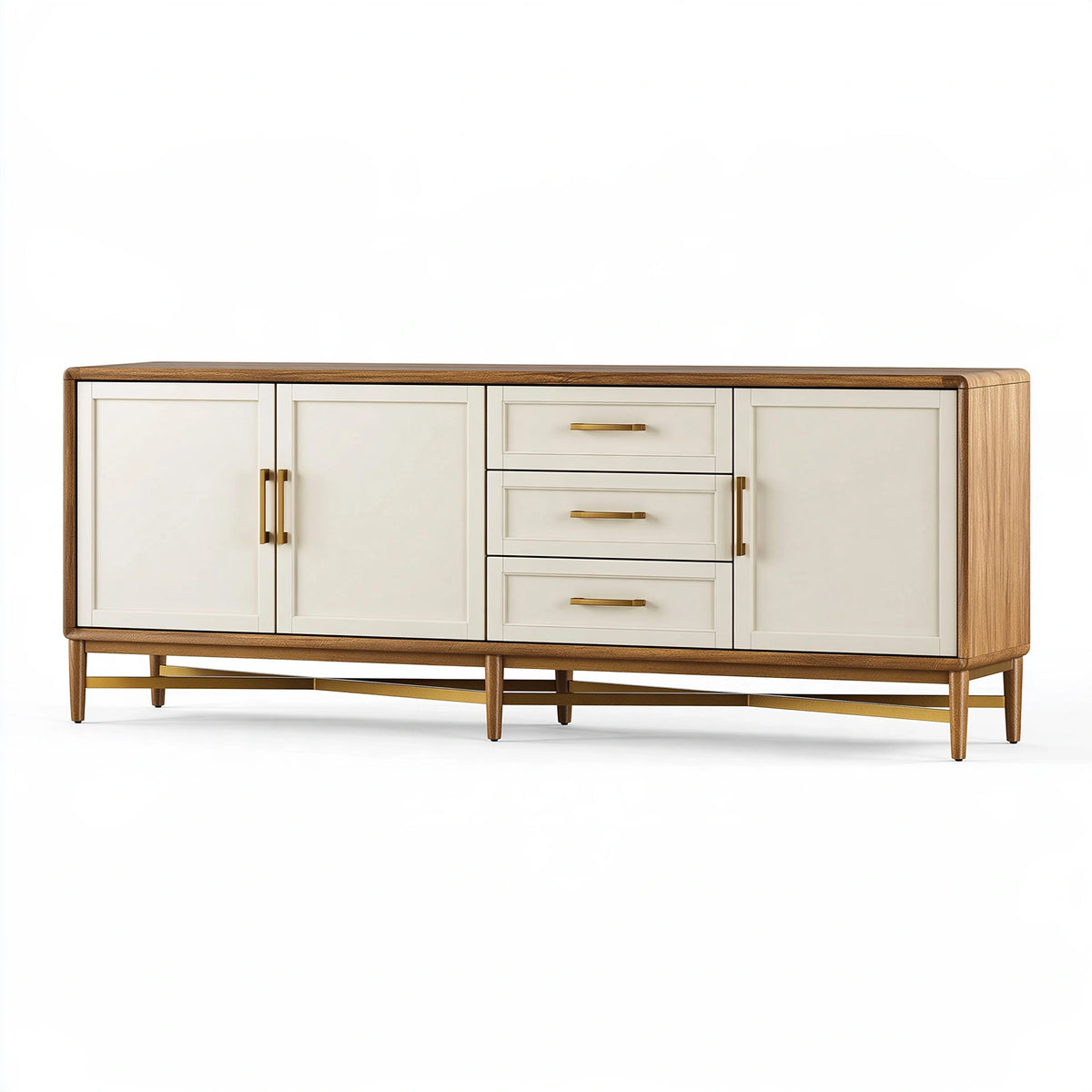Credenza 180 x 45 x 85 cm in legno bianco e marrone - contenitore moderno