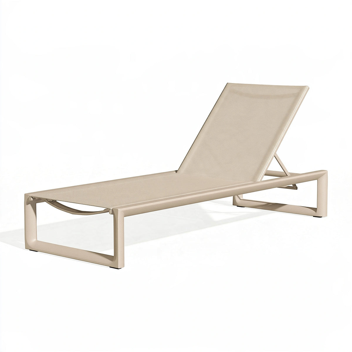 Lettino prendisole 200 x 65 x 90 cm in alluminio beige con schienale regolabile per esterno
