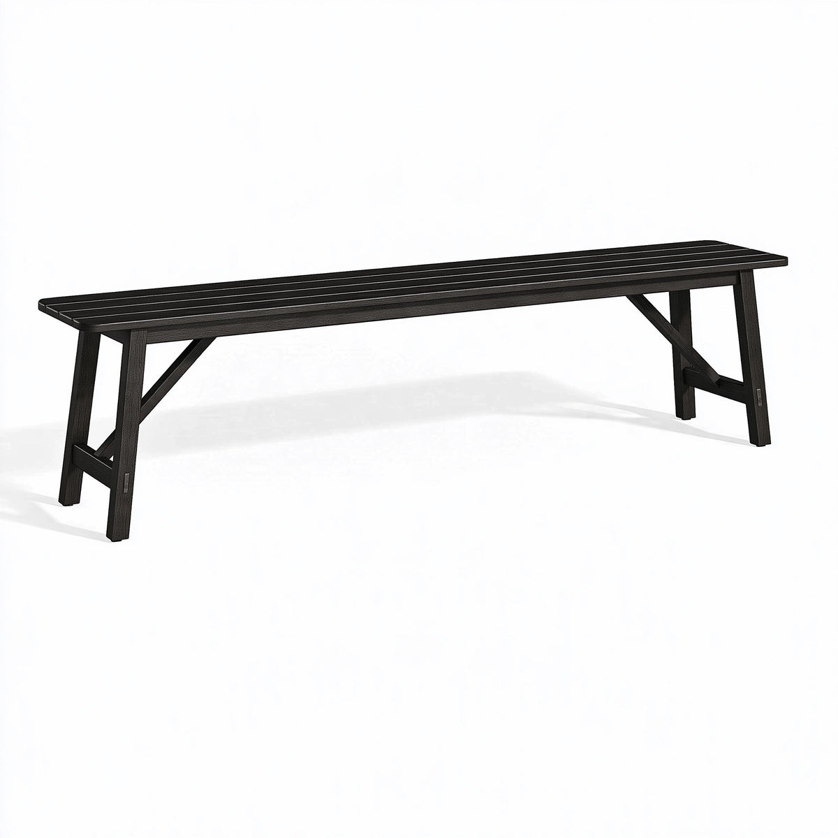 Panca da esterno 180 x 35 x 45 cm in legno nero - design a listelli