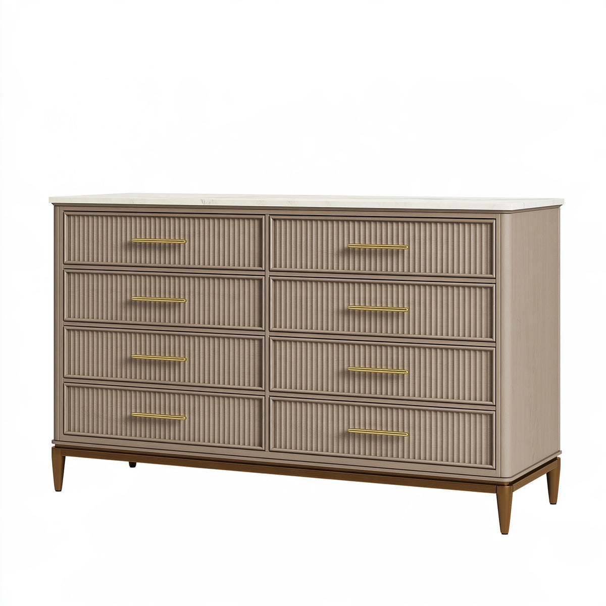 Cassettiera 160 x 45 x 100 cm in legno ingegnerizzato tortora con 8 cassetti stile contemporaneo
