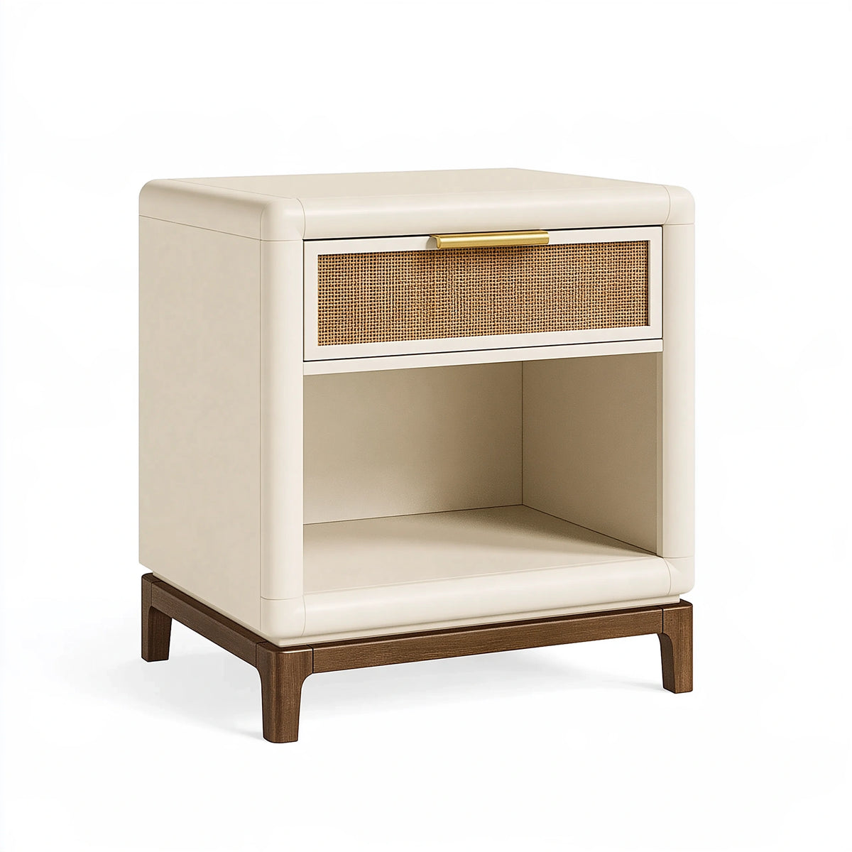 Comodino 50 x 40 x 60 cm in legno beige e marrone con cassetto stile moderno
