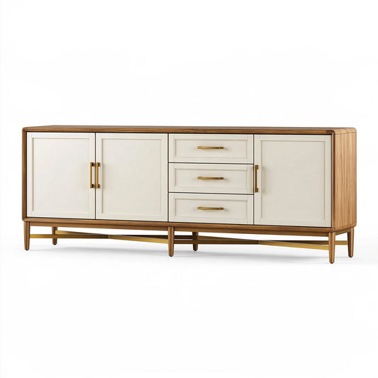 Credenza 180 x 45 x 85 cm in legno bianco e marrone - contenitore moderno