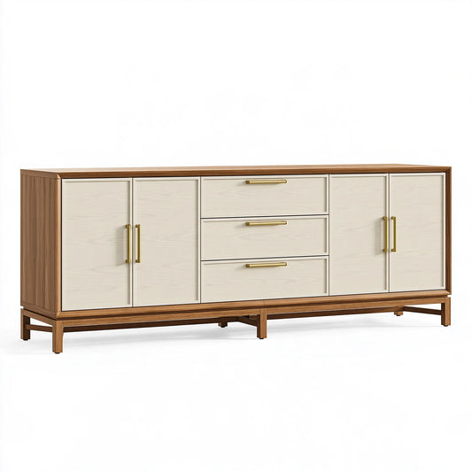 Credenza 180 x 45 x 90 cm in legno marrone e bianco con cassetti e ante stile contemporaneo