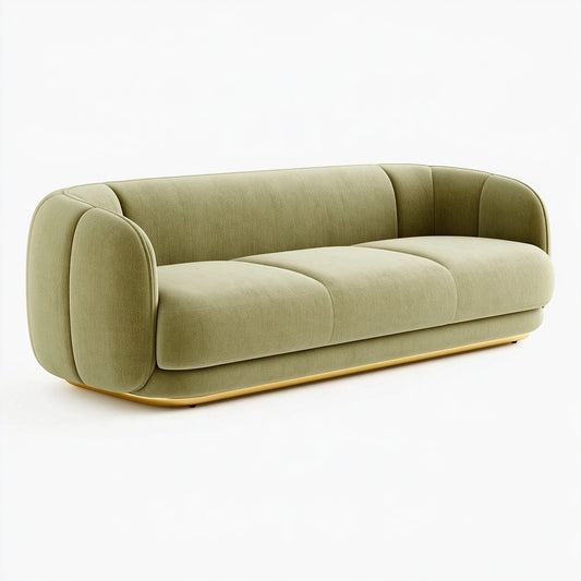 Divano 2 posti 180 x 90 x 75 cm in tessuto verde salvia - stile curvo moderno