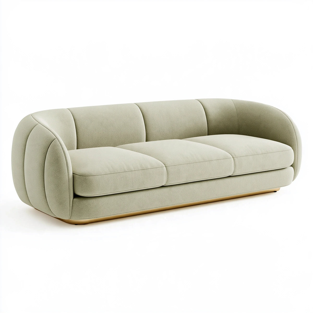 Divano 3 posti 220 x 95 x 75 cm in tessuto bouclé verde salvia - design curvo moderno