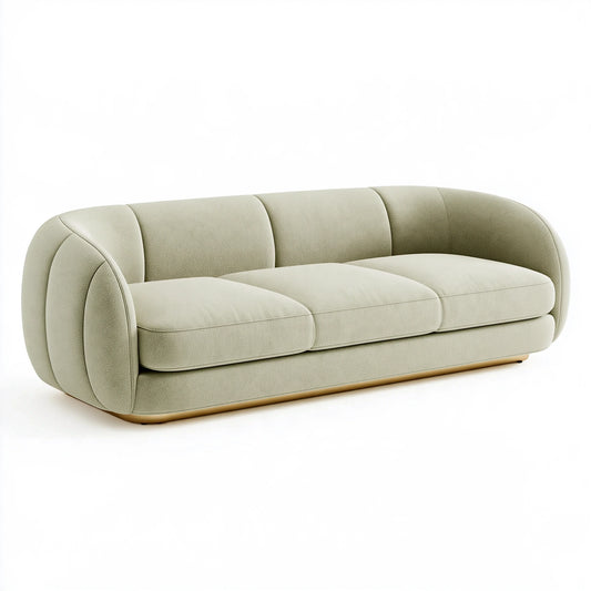 Divano 3 posti 220 x 95 x 75 cm in tessuto bouclé verde salvia - design curvo moderno