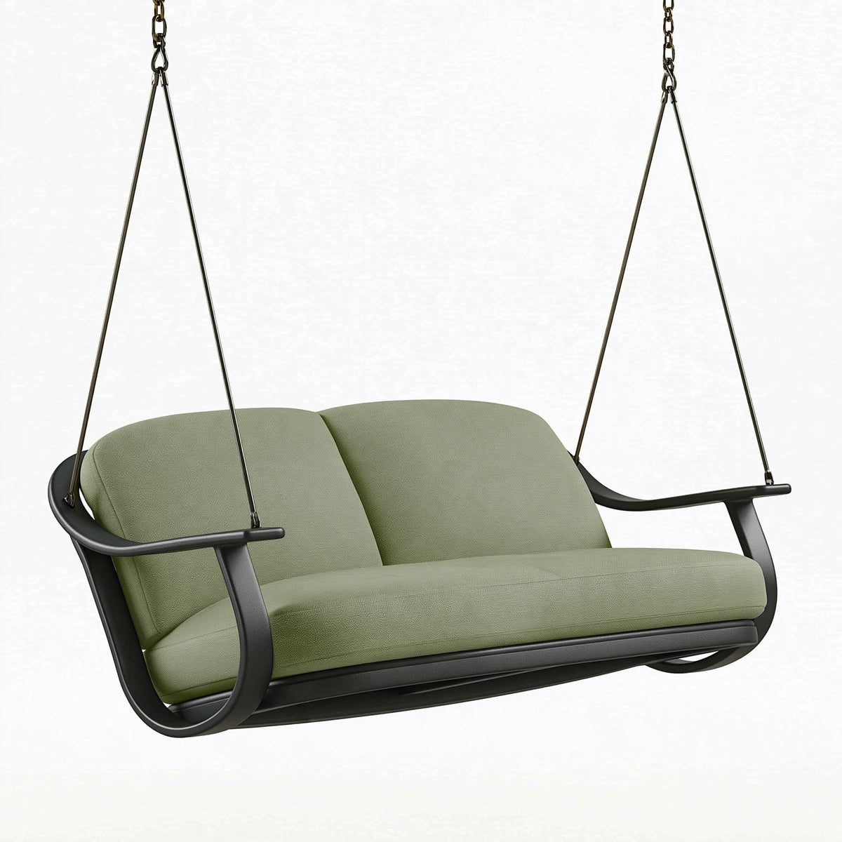 Divano sospeso 140 x 75 x 75 cm in tessuto verde con struttura in metallo per giardino