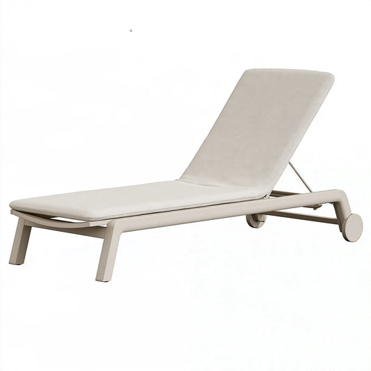 Lettino prendisole 195 x 65 x 35 cm in alluminio beige reclinabile da esterno
