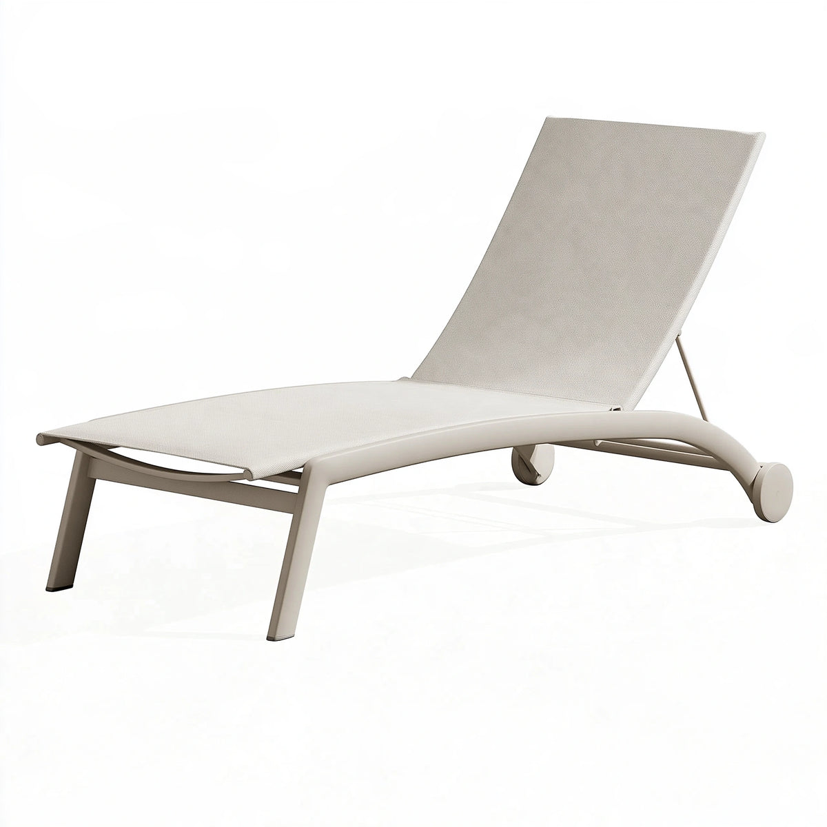 Lettino prendisole 190 x 65 x 90 cm in tessuto e resina beige con schienale regolabile per esterno