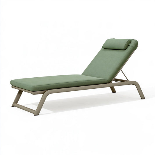 Lettino prendisole 200 x 70 x 35 cm in tessuto verde con struttura in metallo regolabile
