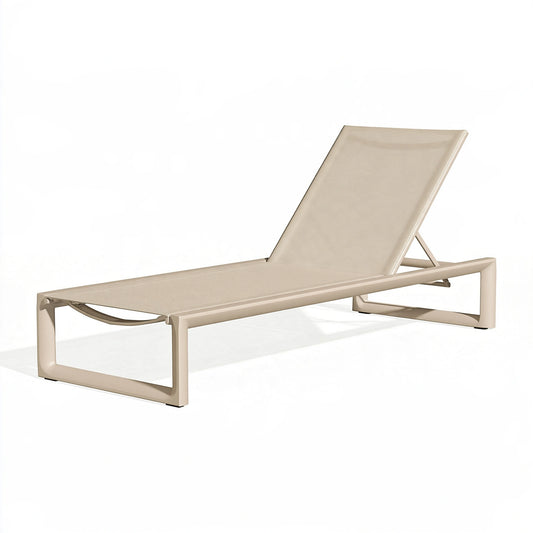 Lettino prendisole 200 x 65 x 90 cm in alluminio beige con schienale regolabile per esterno
