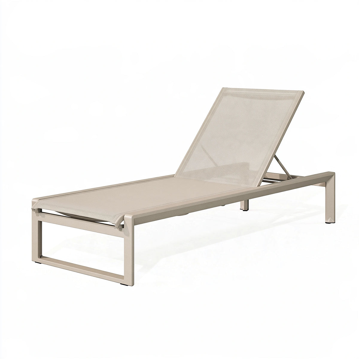 Lettino prendisole 200 x 70 x 35 cm in alluminio beige con schienale reclinabile da esterno