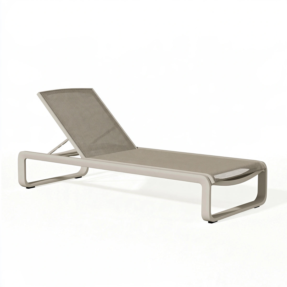 Lettino prendisole 195 x 65 cm in alluminio e rete tessile beige - schienale reclinabile da esterno