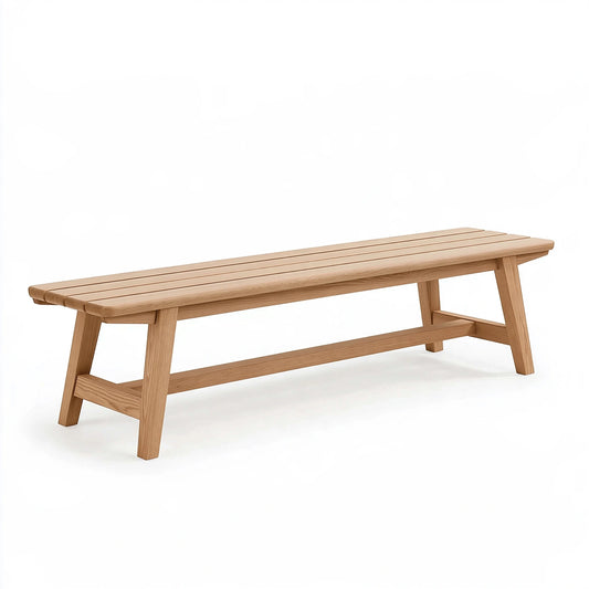 Panca 180x35x45 cm in legno naturale - seduta a doghe stile rustico
