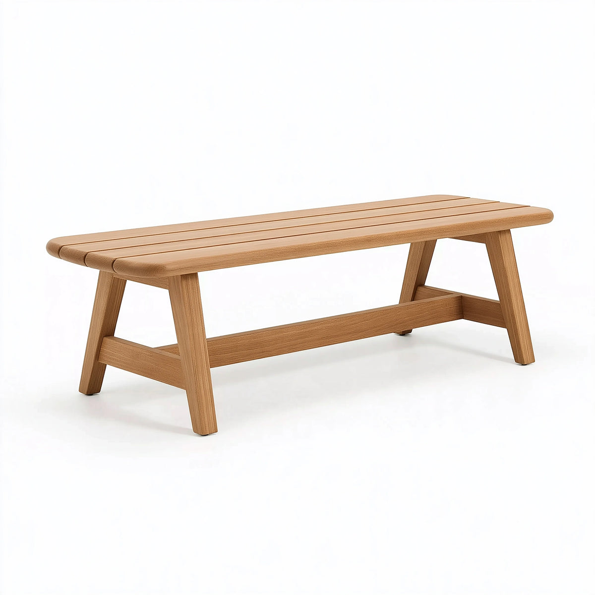 Panca 120 x 35 x 45 cm in legno marrone chiaro con seduta a doghe stile moderno
