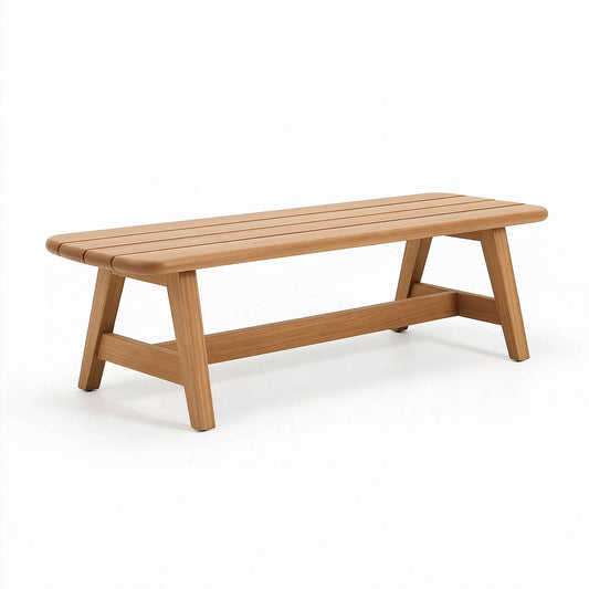 Panca 120 x 35 x 45 cm in legno marrone chiaro con seduta a doghe stile moderno