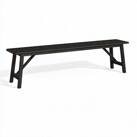 Panca da esterno 180 x 35 x 45 cm in legno nero - design a listelli